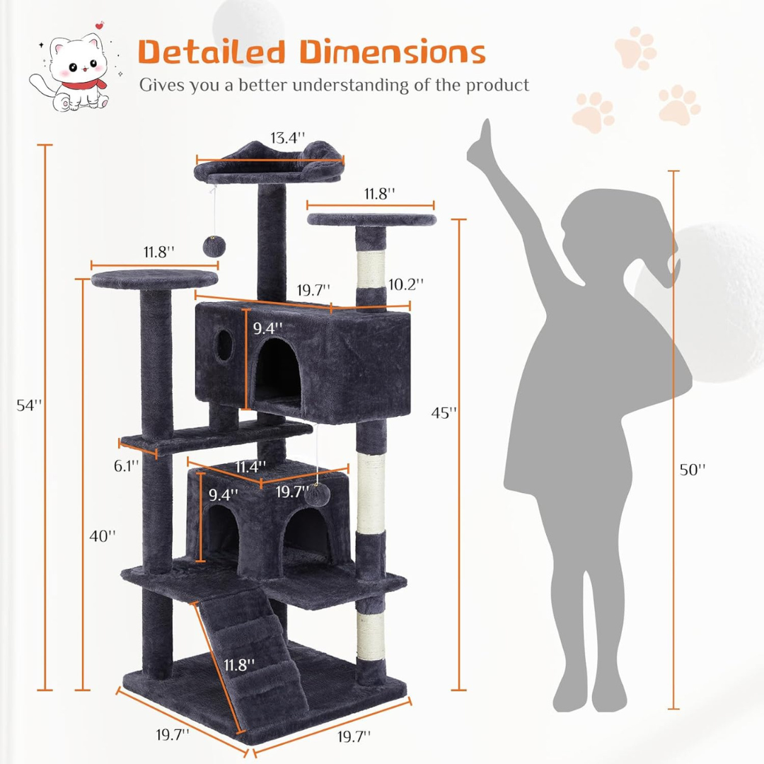 Multi-Level Cat Tree Tall | Cat Tower | Cat Furniture with Condo