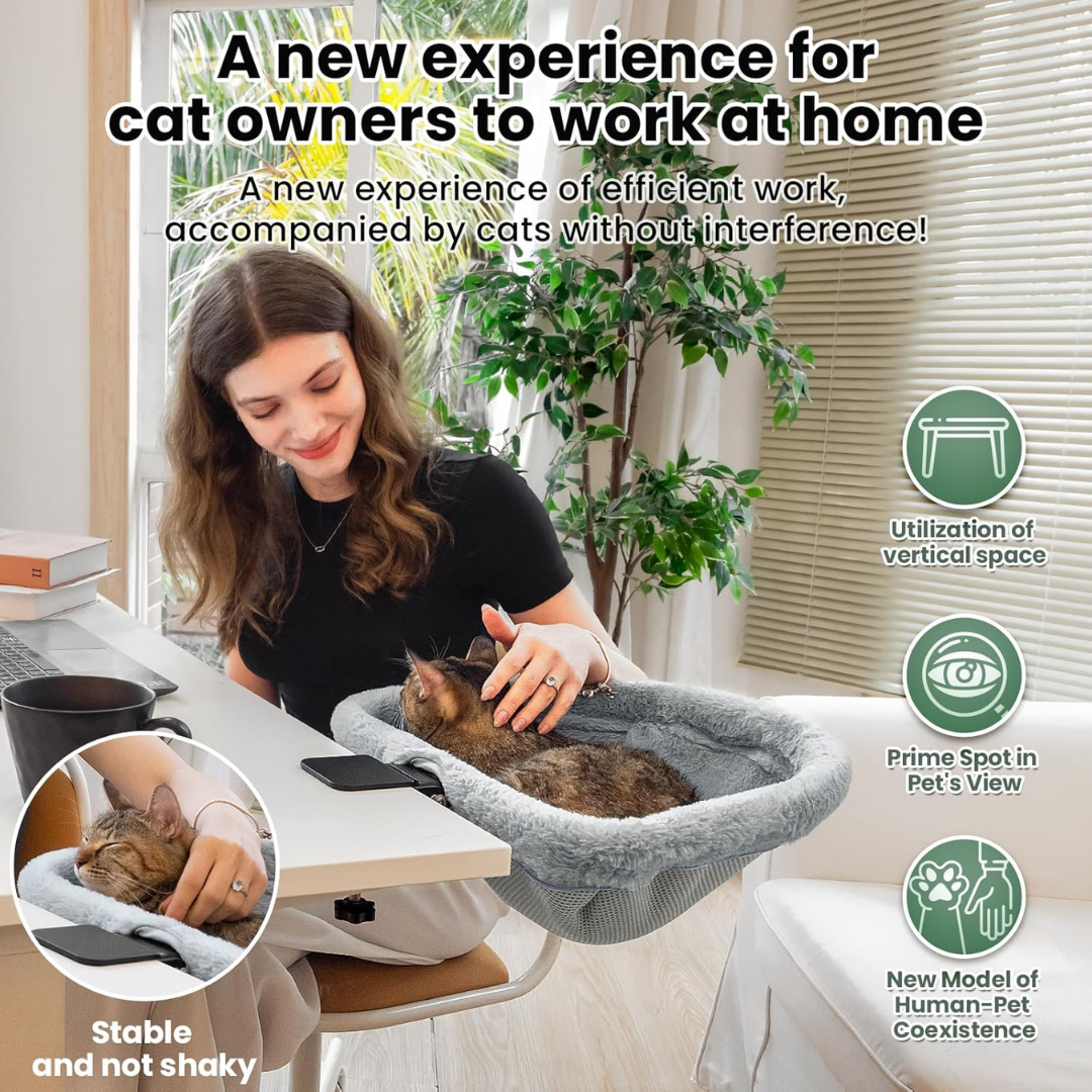 Cat Desk Bed - One-Click Folding,Sunken Design & Space-Saving