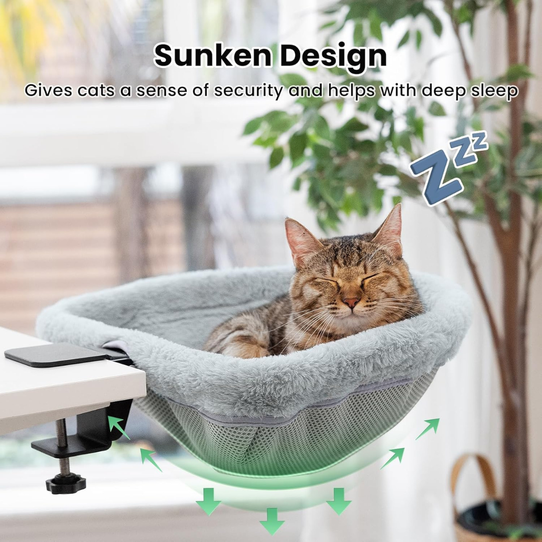 Cat Desk Bed - One-Click Folding,Sunken Design & Space-Saving