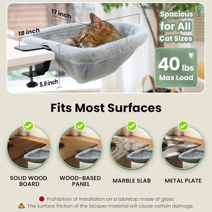 Cat Desk Bed - One-Click Folding,Sunken Design & Space-Saving