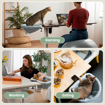 Cat Desk Bed - One-Click Folding,Sunken Design & Space-Saving