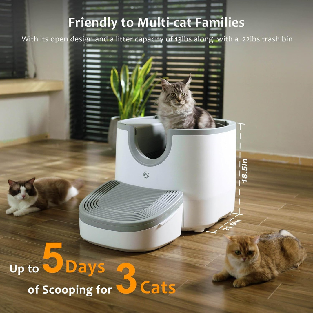 Self-cleaning litter box| Large capacity| Automatic litter box