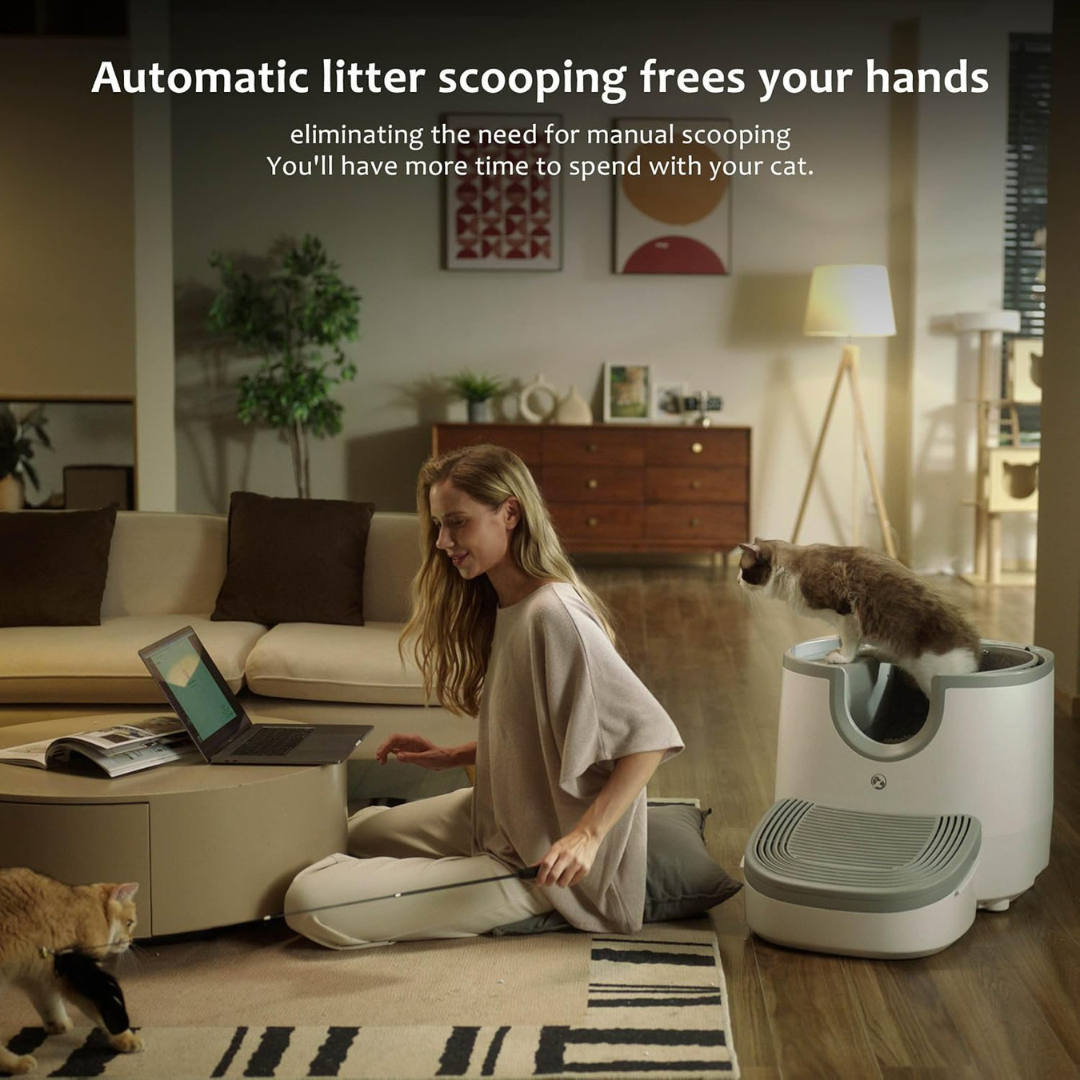 Self-cleaning litter box| Large capacity| Automatic litter box