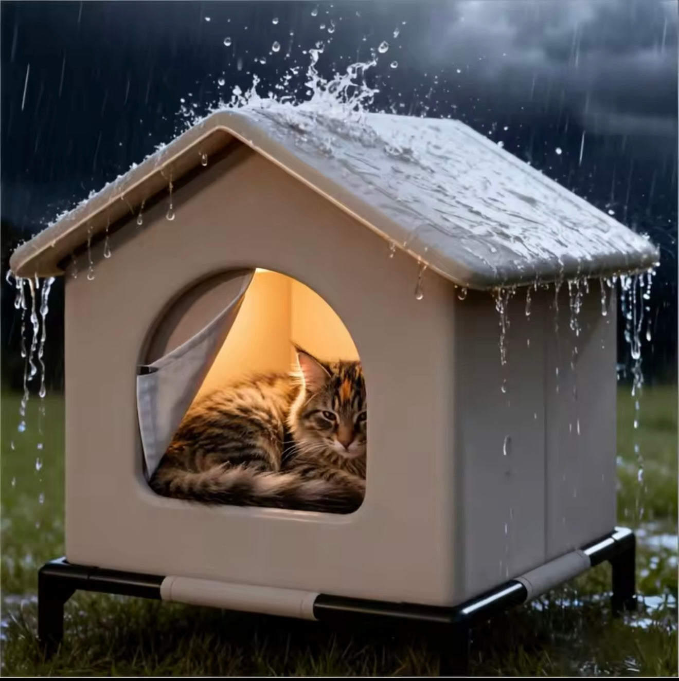High Quality Oxford Cloth Outdoor Cat House with Stand