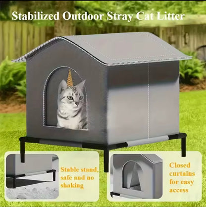 High Quality Oxford Cloth Outdoor Cat House with Stand