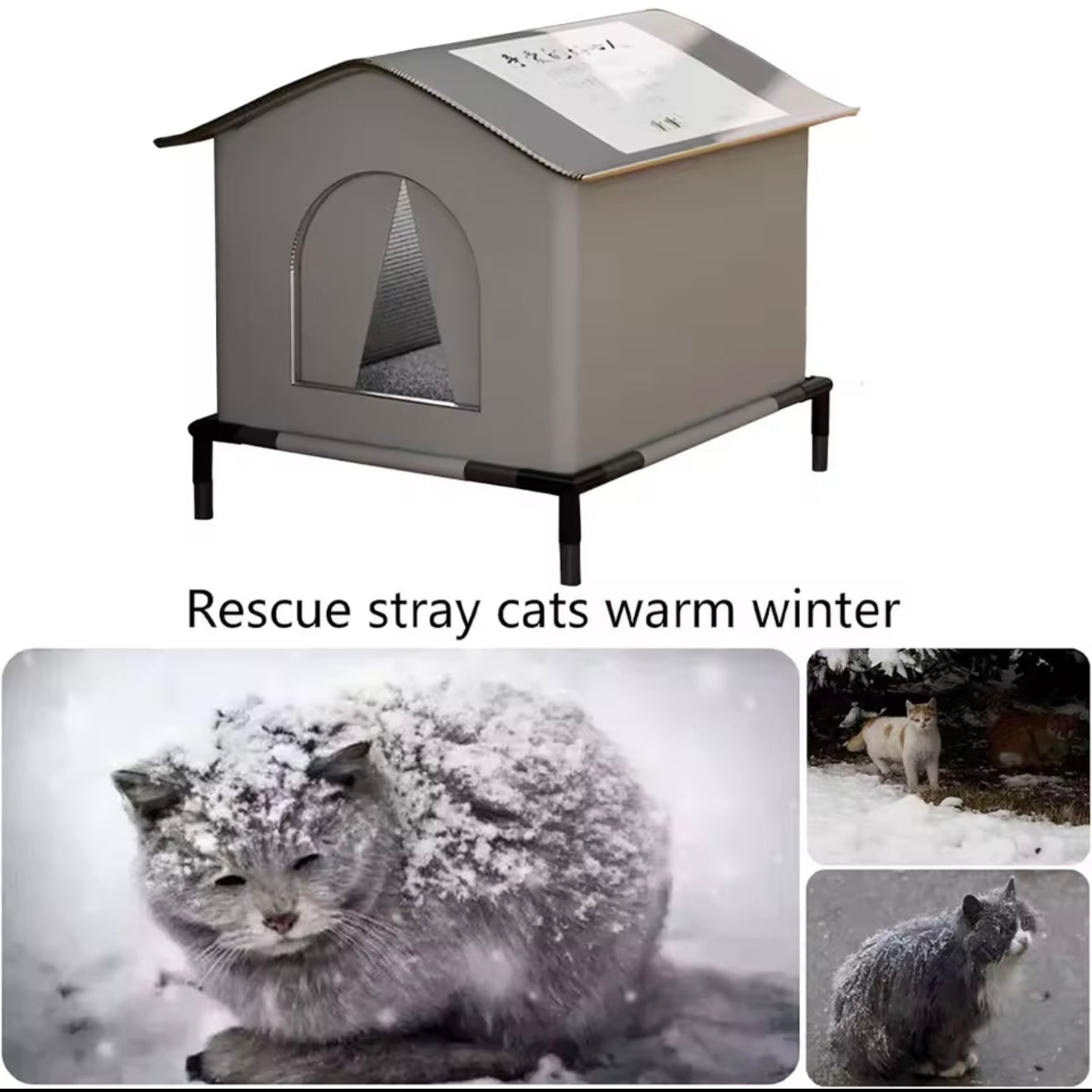 High Quality Oxford Cloth Outdoor Cat House with Stand