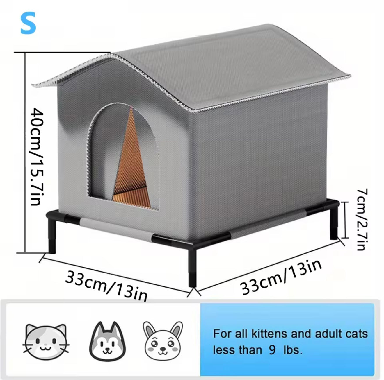 High Quality Oxford Cloth Outdoor Cat House with Stand