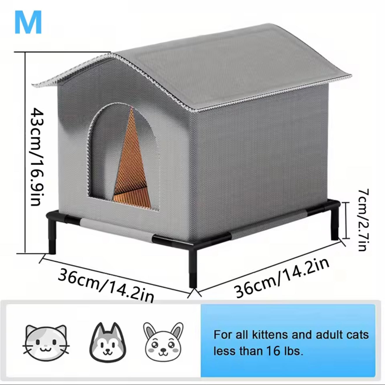 High Quality Oxford Cloth Outdoor Cat House with Stand
